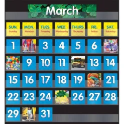 Monthly Calendar Pocket Chart with Cards, Black
