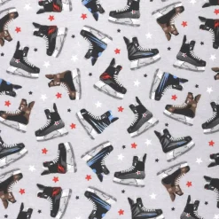 Mook Fabrics Hockey Skates Flannel Fabric [43 in. Wide] - By The Yard