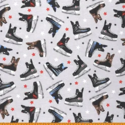 Mook Fabrics Hockey Skates Flannel Fabric [43 in. Wide] - By The Yard