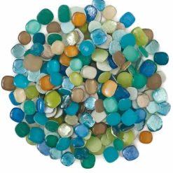 Mosaic Mercantile Glass Pebble Tiles - Beachside Mix, 3 lb