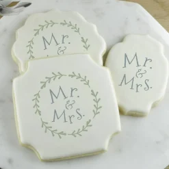 Mr. and Mrs. With Laurel Wreath Cookie Stencil