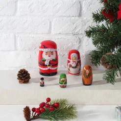 Mr. Christmas Santa & North Pole Pals Nesting Wood Figures Set