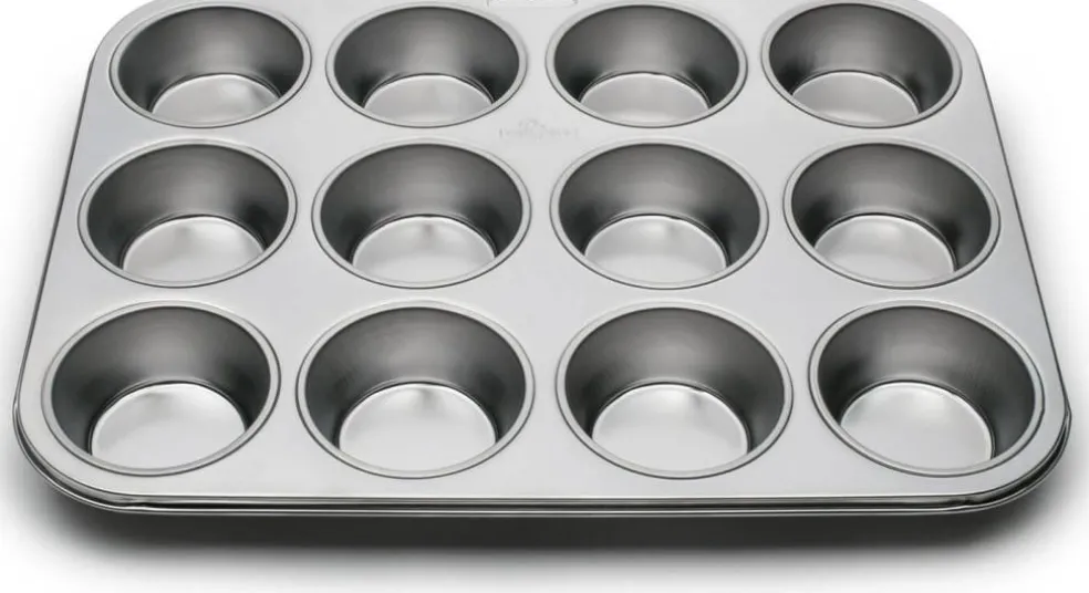 Muffin and Cupcake Pan, 12 Standard Cup, Stainless Steel