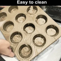 Muffin Pan, Cupcake Pan, Set of 2, 12-Cup Muffin Tin, Non-Stick Bakeware, Easy to Release and Clean, Baking Molds, Muffin Tray, Molds for Homemade Cupcakes & Muffins (Gold)