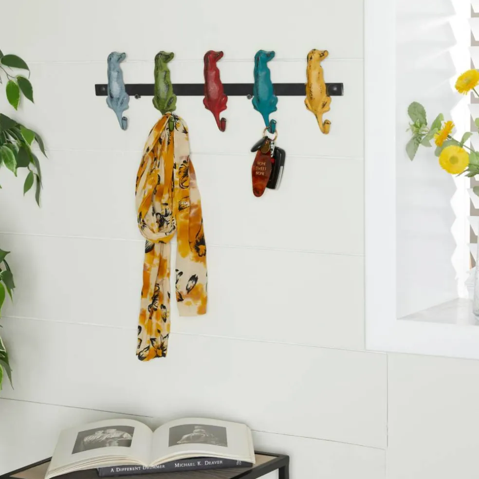 Multi Colored Metal Farmhouse Wall Hook, 5" x 19" x 1"