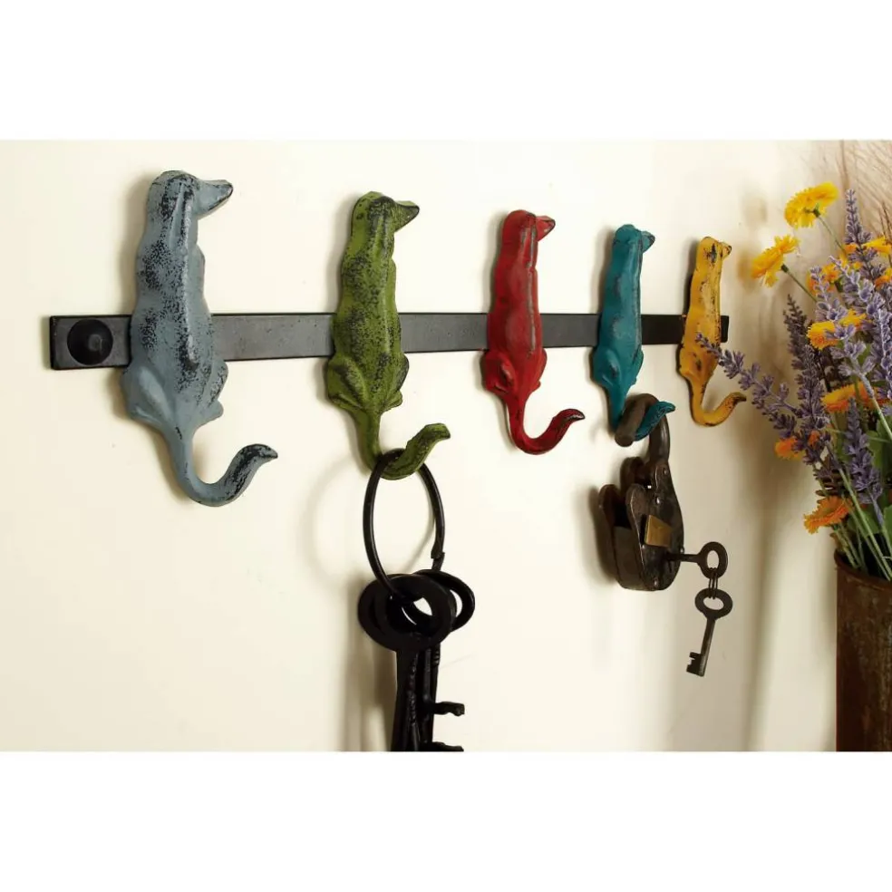 Multi Colored Metal Farmhouse Wall Hook, 5" x 19" x 1"