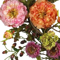 24" Multicolored Peony Wreath