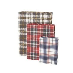 Multicolor Geometric Faux Book Storage Decorative Box with Plaid Inspired Pattern Set