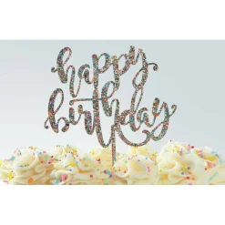 Multicolor Glitter Happy Birthday Cake Topper by Makery®