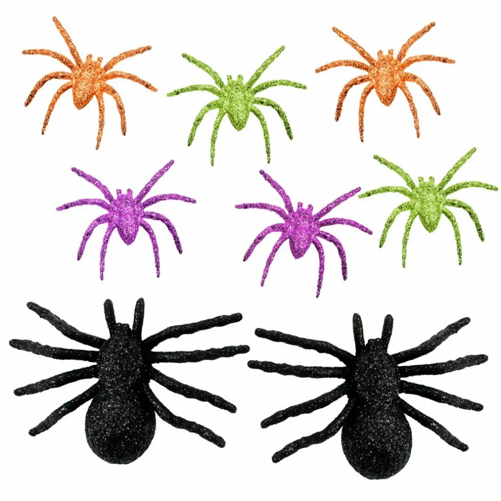Multicolor Glitter Spiders, 8ct. by Ashland®