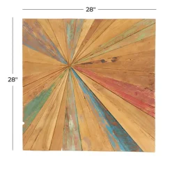Multicolor Starburst Teak Wood Wall Décor