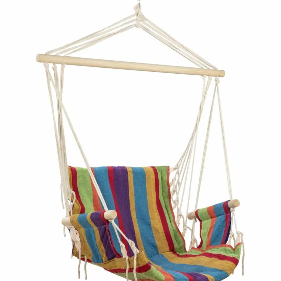 37" Multicolor Stripe Outdoor Patio Hammock Chair with Armrests