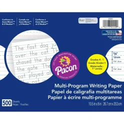 Multi-Program Handwriting Paper, 5/8" Ruled (Long Way), White, 10-1/2" x 8", 500 Sheets