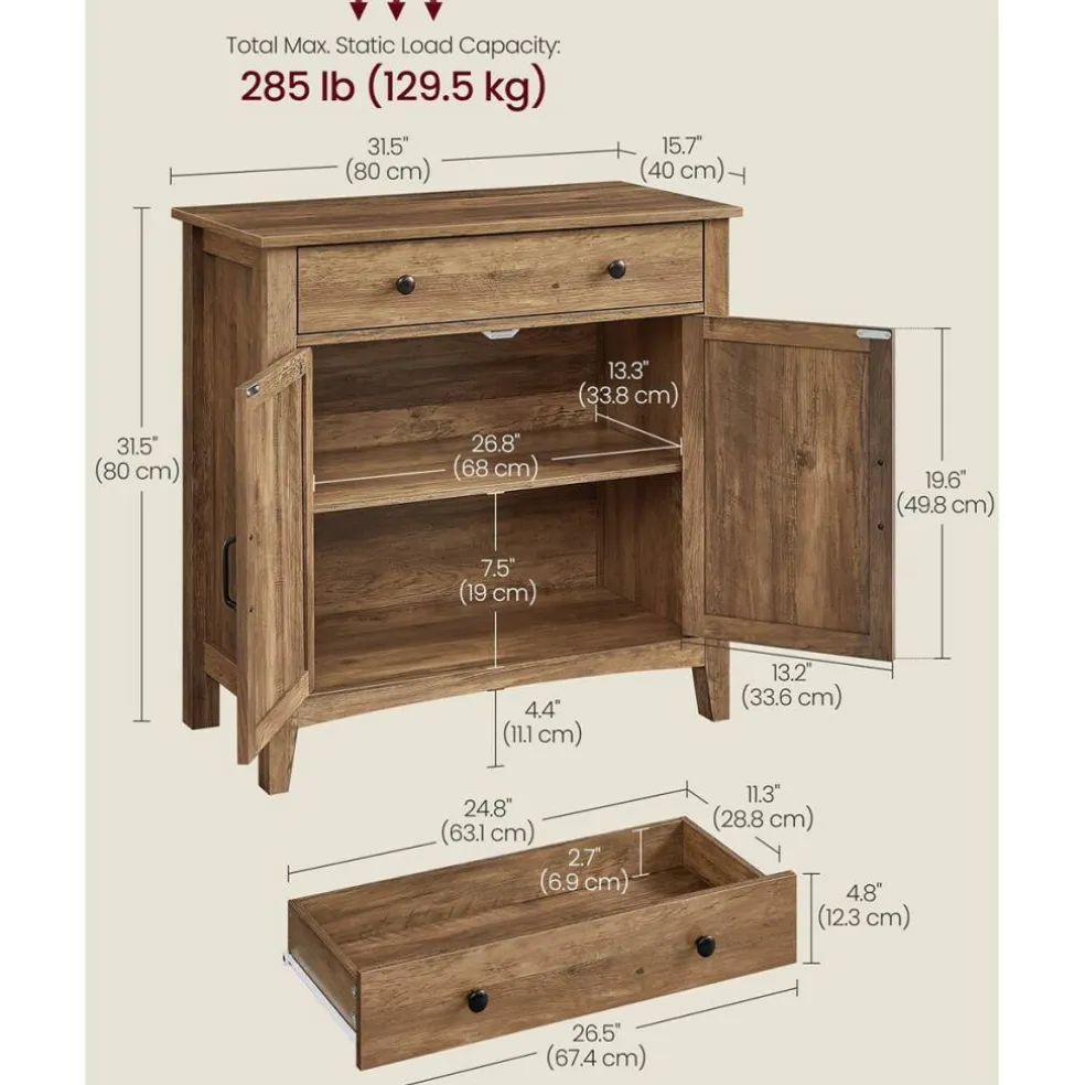 Multi Purpose Storage Sideboard Cabinet with Drawer, Farmhouse Console Cabinet with Adjustable Shelf for Home Organization