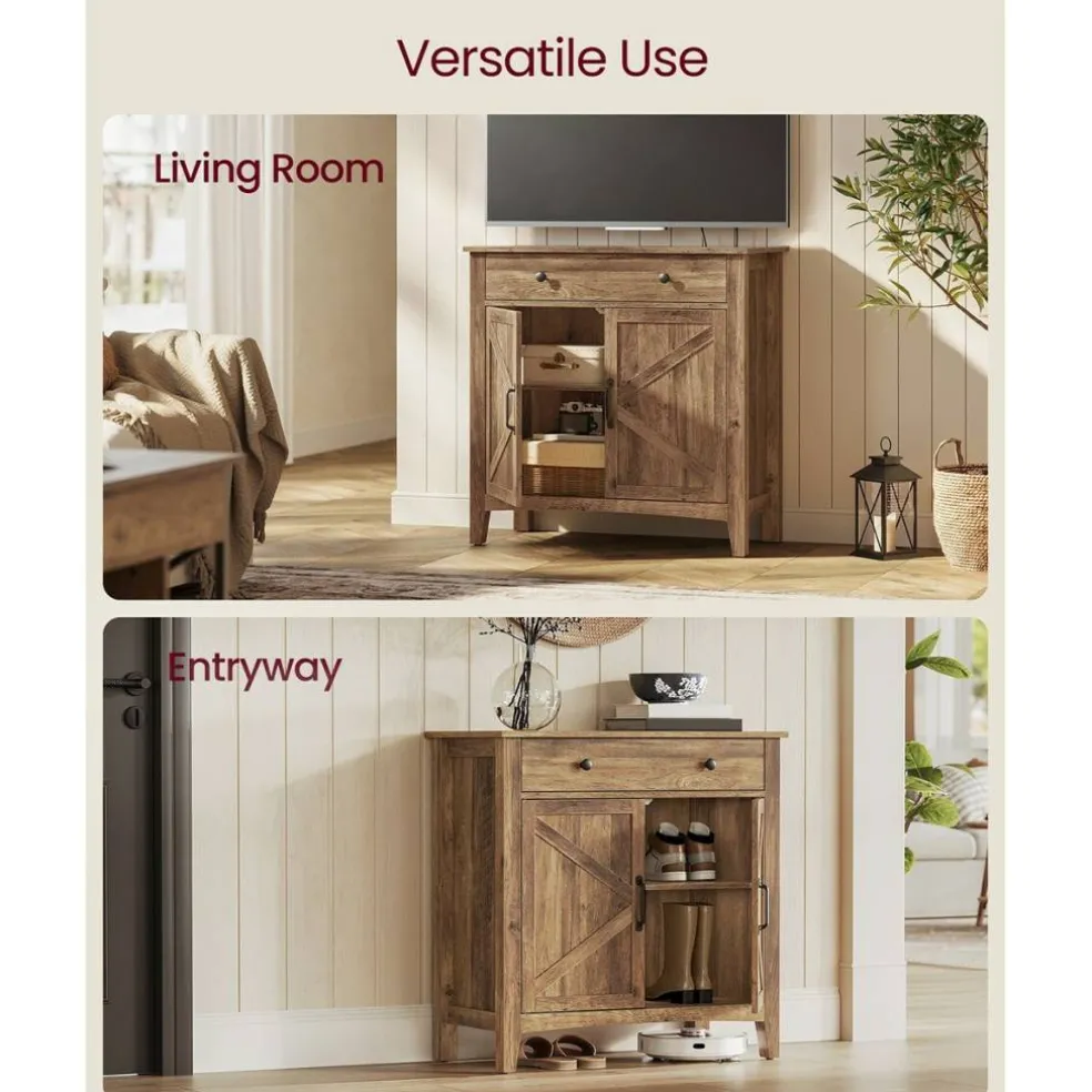 Multi Purpose Storage Sideboard Cabinet with Drawer, Farmhouse Console Cabinet with Adjustable Shelf for Home Organization