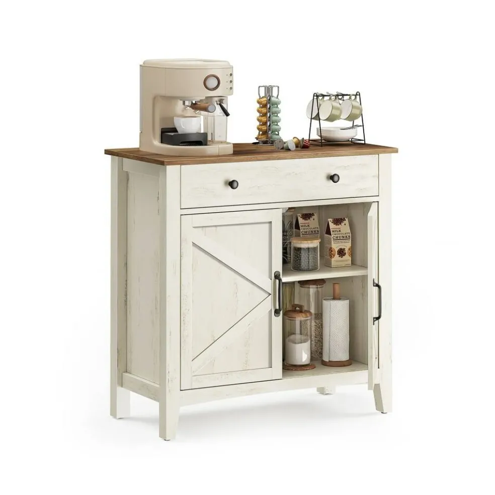 Multi Purpose Storage Sideboard Cabinet with Drawer, Farmhouse Console Cabinet with Adjustable Shelf for Home Organization
