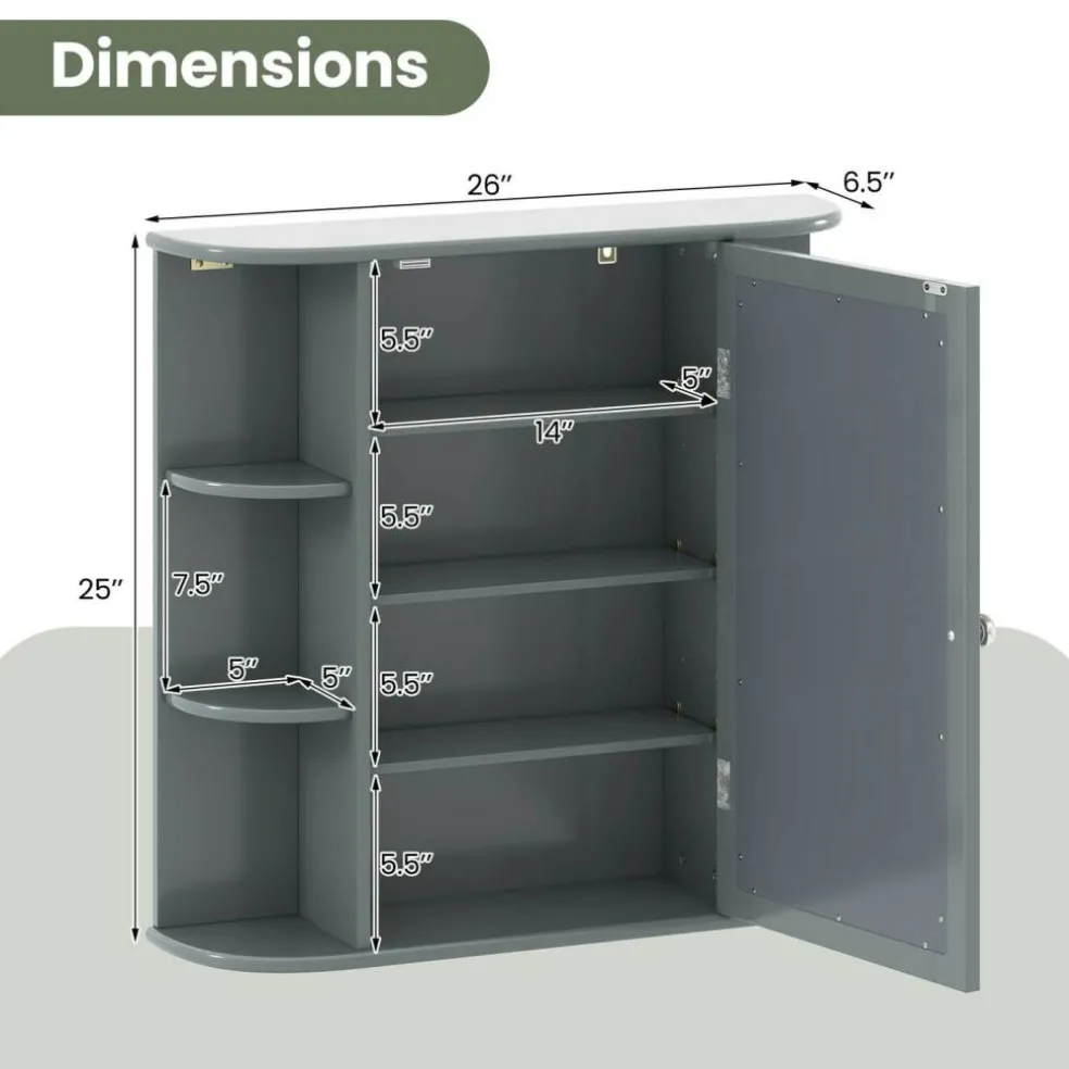 Multipurpose Wall Surface Bathroom Storage Cabinet Mirror