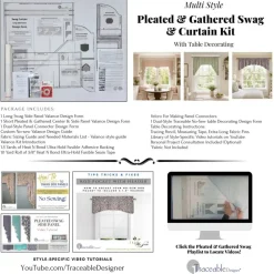 Multi-Style Swag Valance Kit Use Any Fabric to Make Curtains Without Sewing