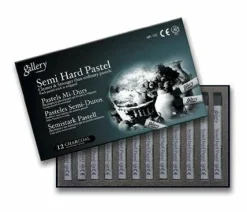 Mungyo Gallery Semi-Hard Pastels Cardboard Box Set of 12 - Charcoal Black