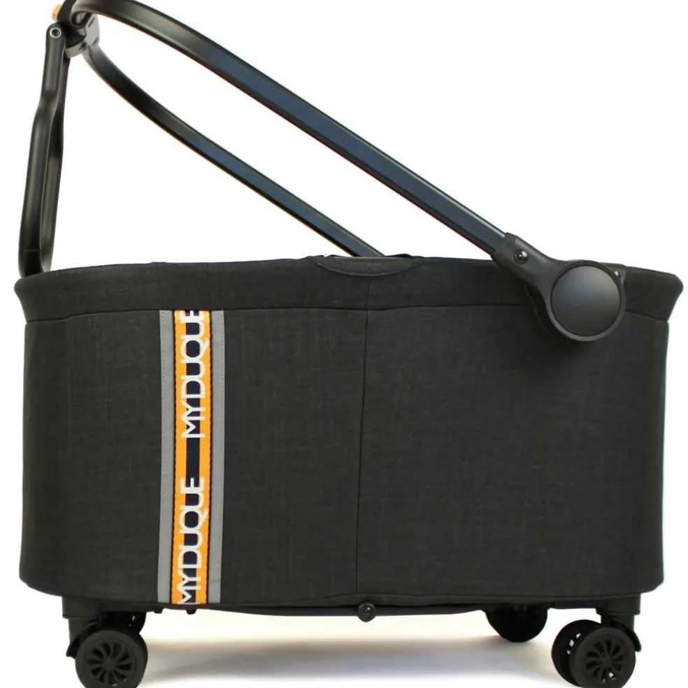 My Duque: Bicycle Basket - Black - 2-In-1 Shopping Utility Cart, Bike Adapter, Push-Pull Handle, Wheeled, Folding