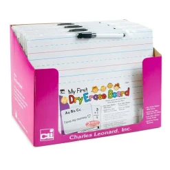 "My First" Dry Erase Board with Marker/Eraser, Two-Sided Plain/Lined, White, Pack of 12