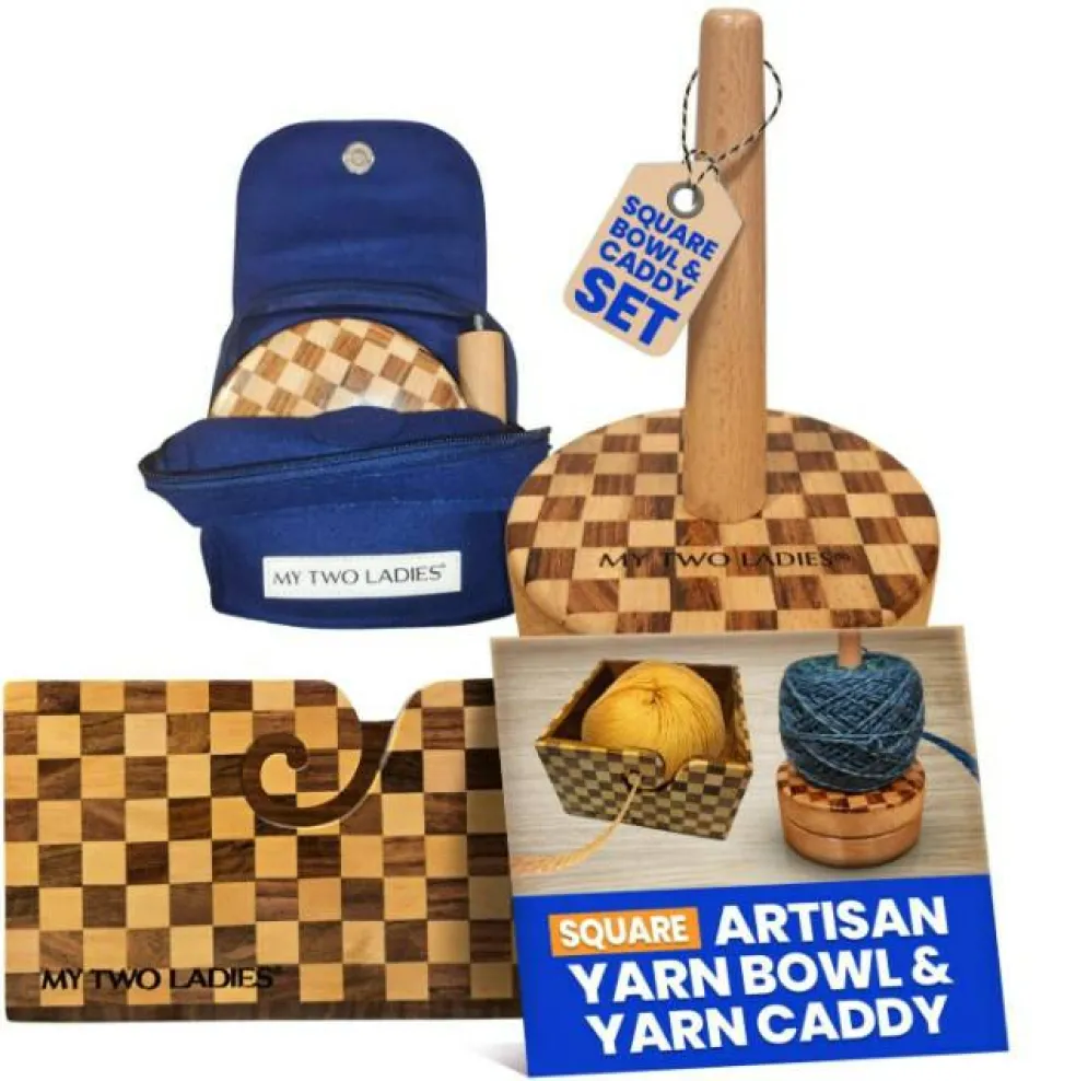 My Two Ladies | Artisan Yarn Caddy & Square Bowl Set