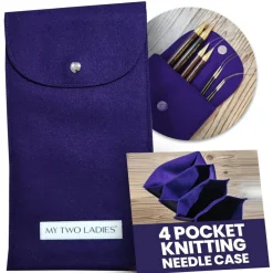 My Two Ladies | Knitting Needle Case - Custom 4 Pocket Felt Case for Needles & Accessories
