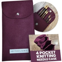 My Two Ladies | Knitting Needle Case - Custom 4 Pocket Felt Case for Needles & Accessories