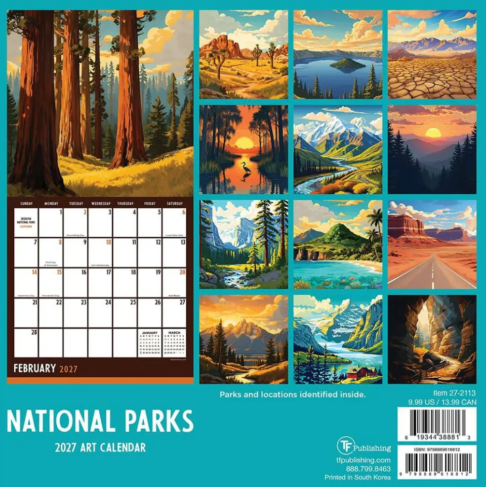 2027 National Parks-Art Mini Calendar