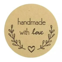 500 Natural Black 1.5" Round Self Adhesive Handmade Love STICKERS DIY Crafts