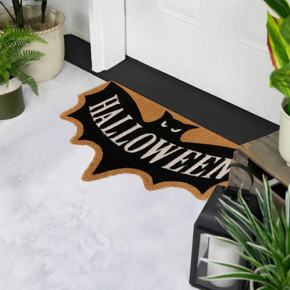 Natural Coir Halloween Bat Shaped Doormat