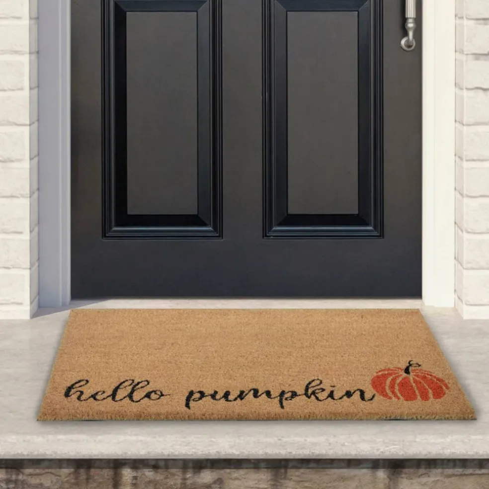 Natural Coir Hello Pumpkin Fall Harvest Doormat