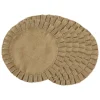 Natural Jute Round Ruffle Trim  Placemat Set/6