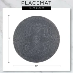 Natural Jute Round Ruffle Trim  Placemat Set/6