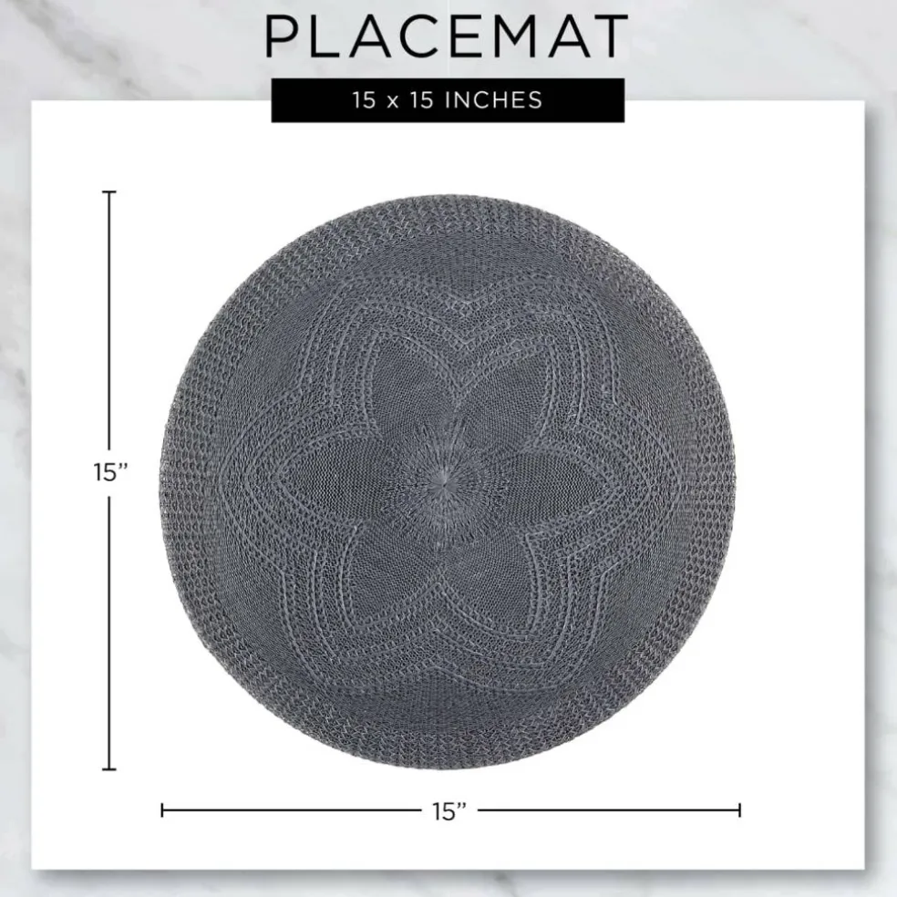 Natural Jute Round Ruffle Trim Placemat Set/6