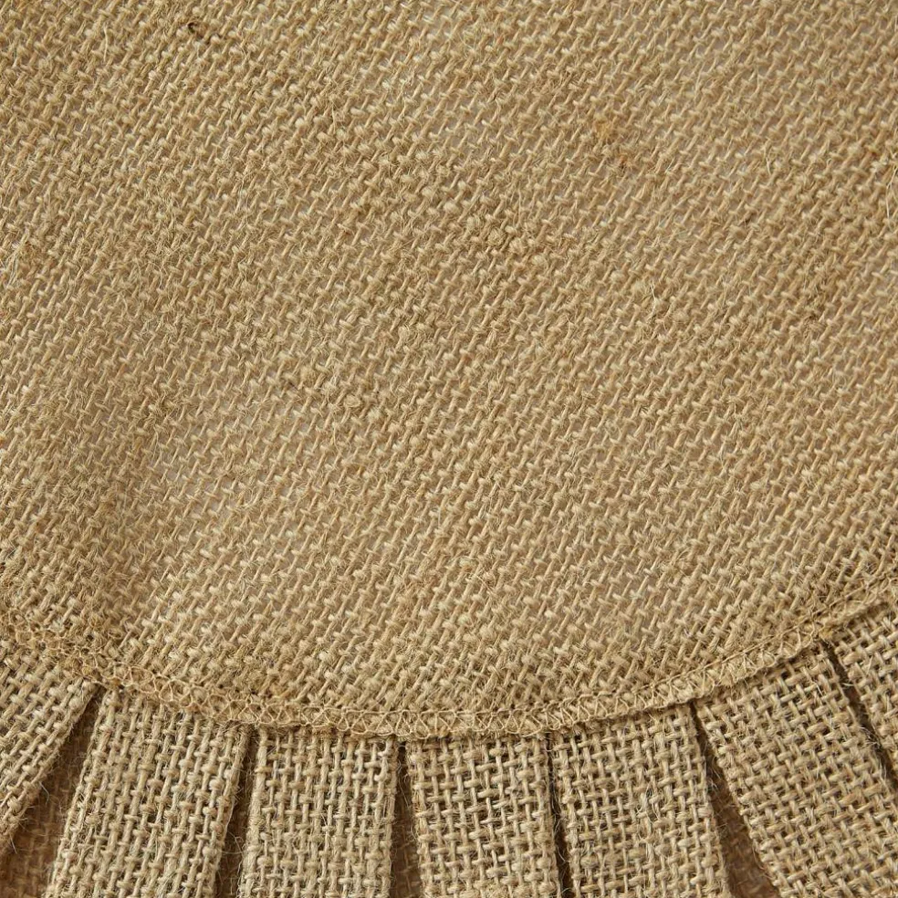 Natural Jute Round Ruffle Trim Placemat Set/6
