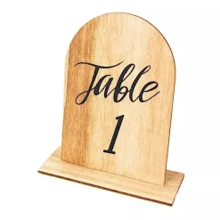 Natural 20 Rustic 4.5" Wooden Arch Table Numbers 1-20 Set Removable Base Party