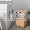 Natural Wicker Laundry Hamper With Removable Liner And PU Leather Handles 72L