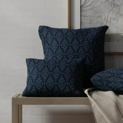 Navy Fade Resistant Diamond Woven Pattern Upholstery Fabric by The Yard - SKU: Waverly Navy