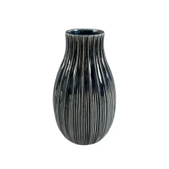 9" Navy Ribbed Ceramic Vase by Ashland®