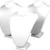 3 Necklace Bust White Leather Jewelry Showcase Display