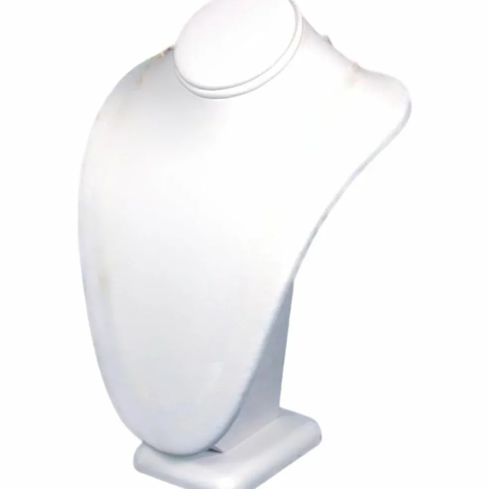 3 Necklace Bust White Leather Jewelry Showcase Display