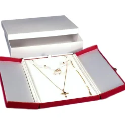 3 Necklace Earring Ring Red Leather Combo Jewelry Boxes