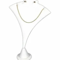 2 Necklace Earring White Leather Combo Showcase Display