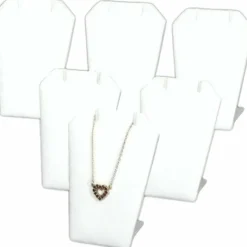 6 Necklace Pendant Chain Displays White Leather Stand