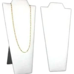 2 Necklace Pendant Displays Busts White Leather Easel