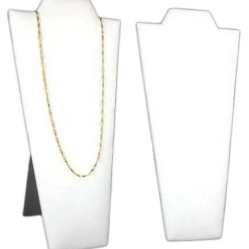 2 Necklace Pendant Displays Busts White Leather Easel