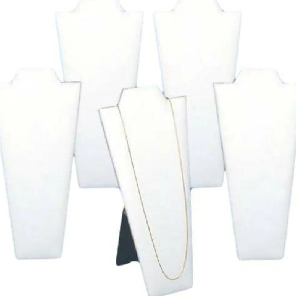 5 Necklace Pendant Displays Busts White Leather Easel