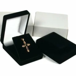 2 Necklace Pendant Gift Boxes Jewelry Displays Black