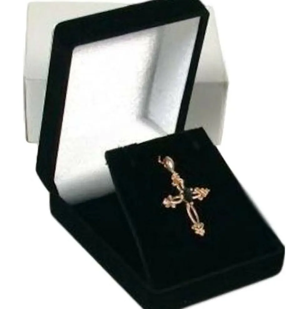 4 Necklace Pendant Gift Boxes Jewelry Displays Black